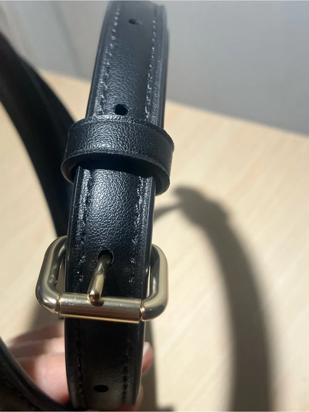 Coach Black Leather Crossbody Strap with Gold-Tone Horsebit Accent